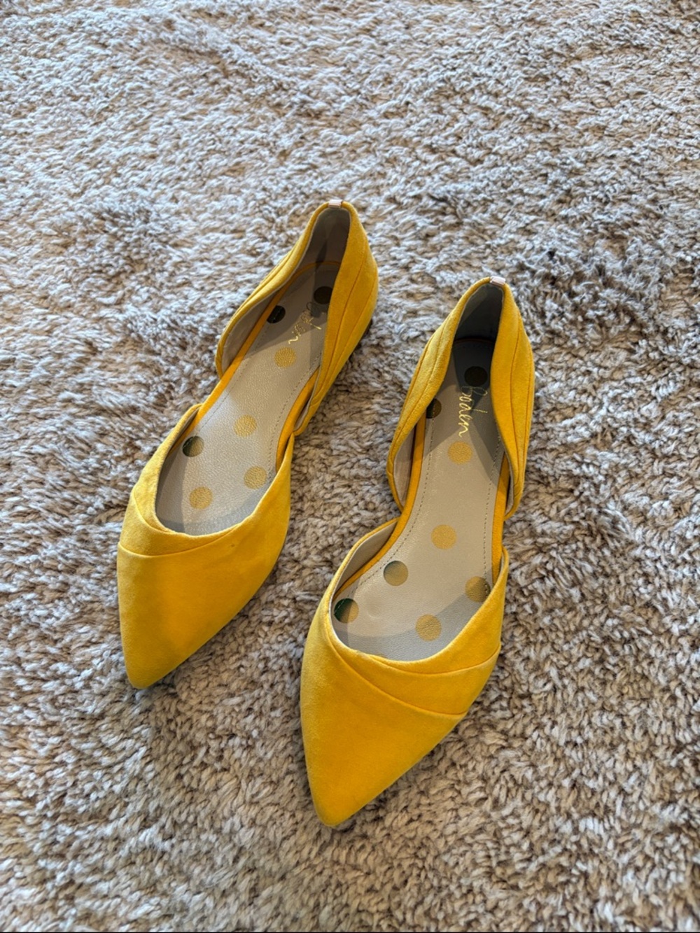 Yellow Boden Suede Pointed-Toe D'Orsay Flats